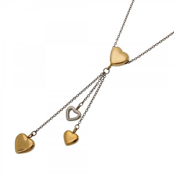 TIFFANY Jewelry - Tiffany Necklace Multi-Heart Drop 18K Yellow Gold 18KWG White Women's